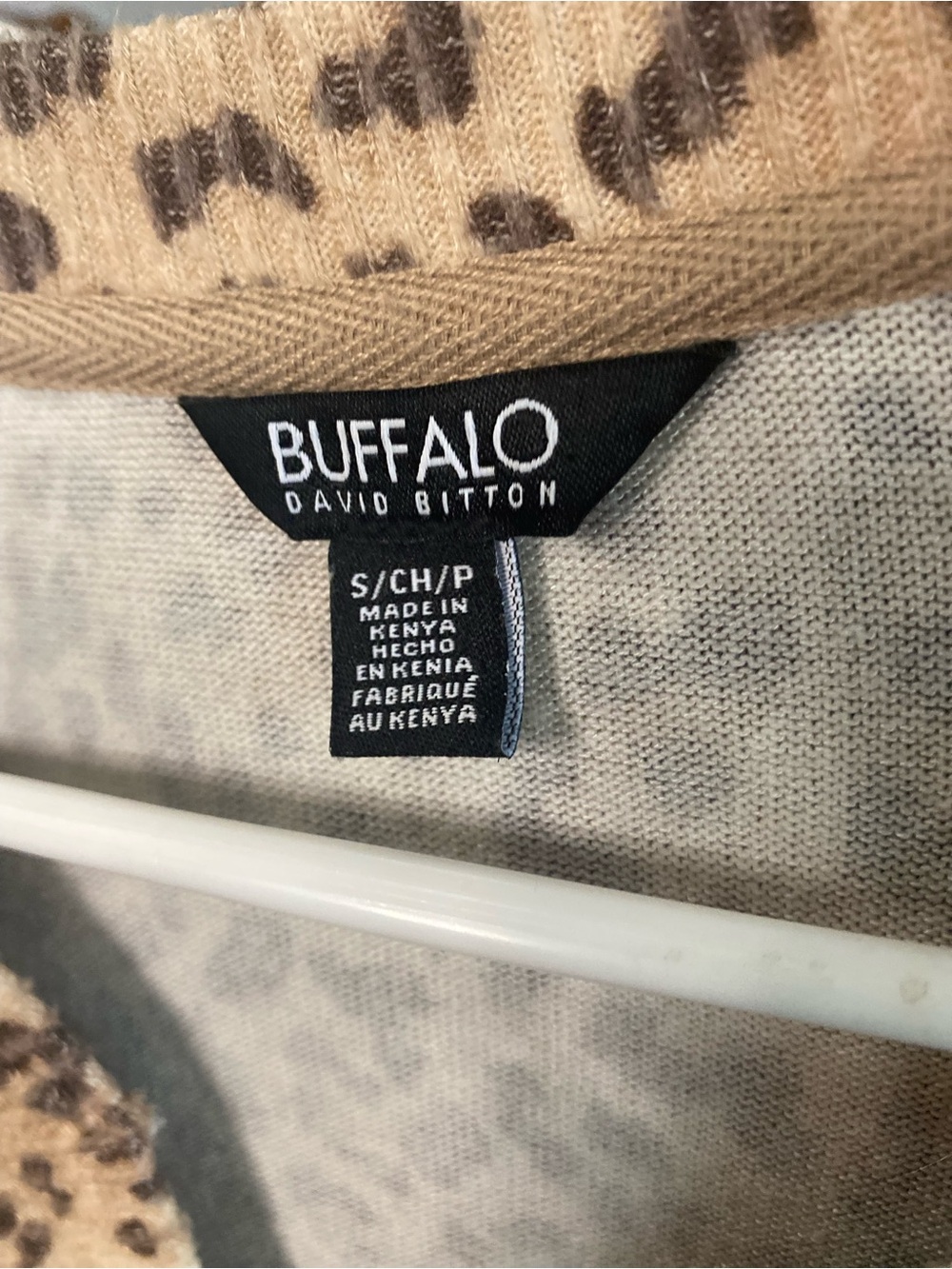 Buffalo David Bitton Leopard Print V-Neck Sweater - Tan & Brown - Picture 2 of 2